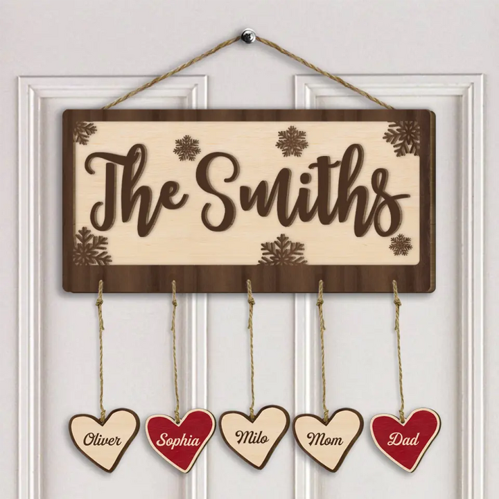 Our Family - Personalized Custom Hanging Door Sign - Christmas, Home Decor Gift For Family Members