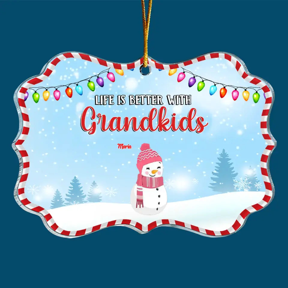 Life is Better With Grandkids - Personalized Custom Mica Ornament - Christmas Gift For Grandma, Family Members