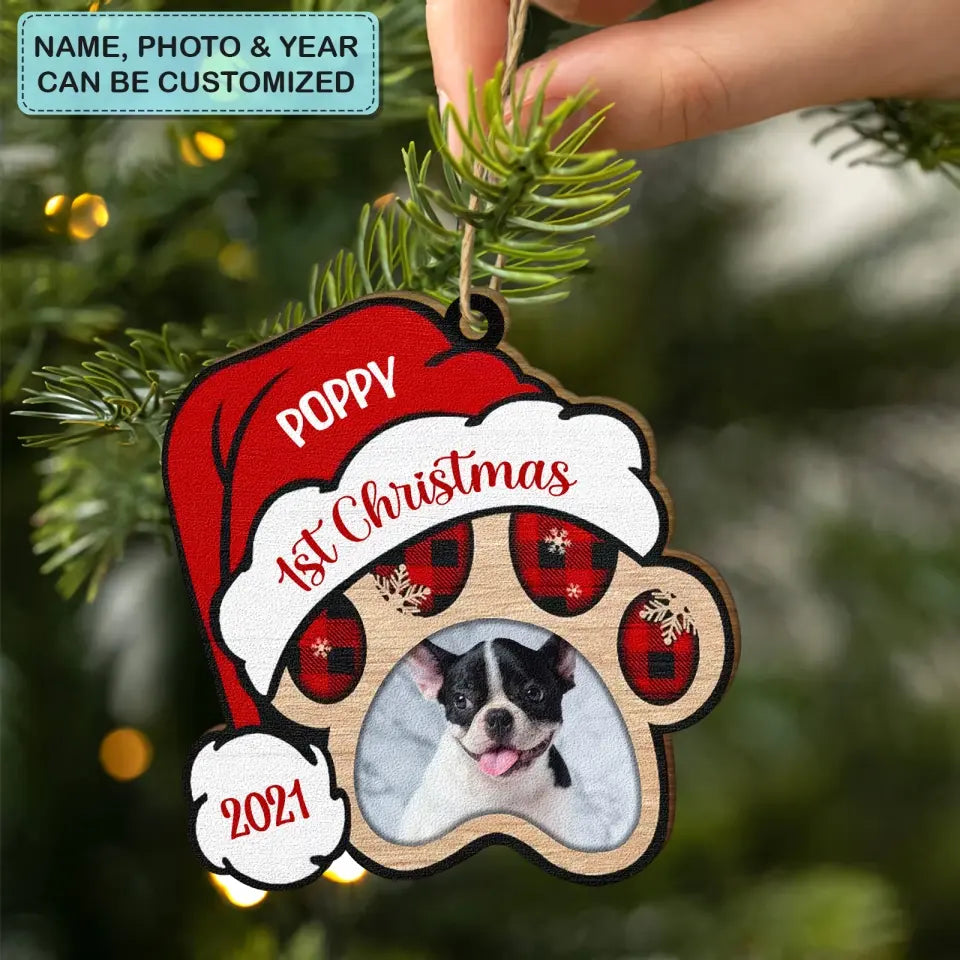 My First Christmas - Personalized Custom Wood Ornament - Christmas Gift For Cat Mom, Cat Dad, Dog Mom, Dog Dad