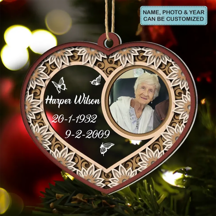 Forever In Our Hearts - Personalized Custom 2-Layer Mix Ornament - Memorial Gift For Family, Family Members