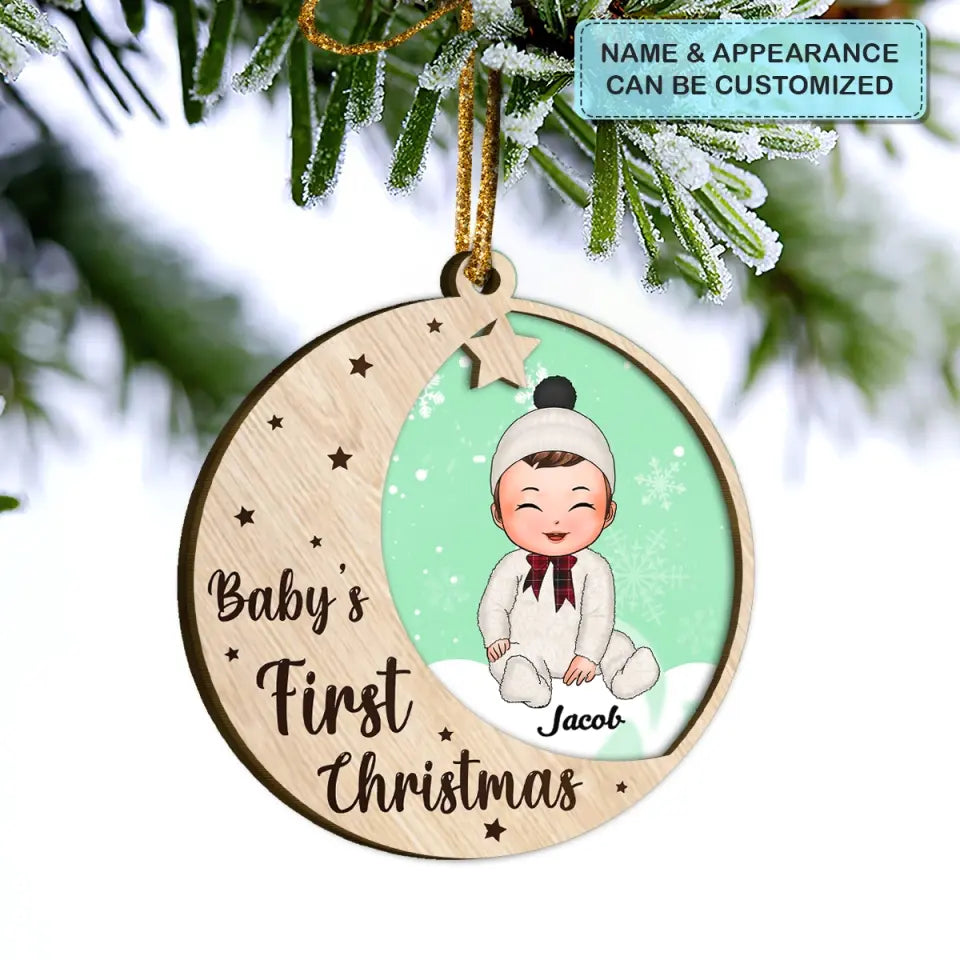 Baby's First Christmas - Personalized Custom Layer Wood Ornament - Christmas Gift For Baby, Family Members