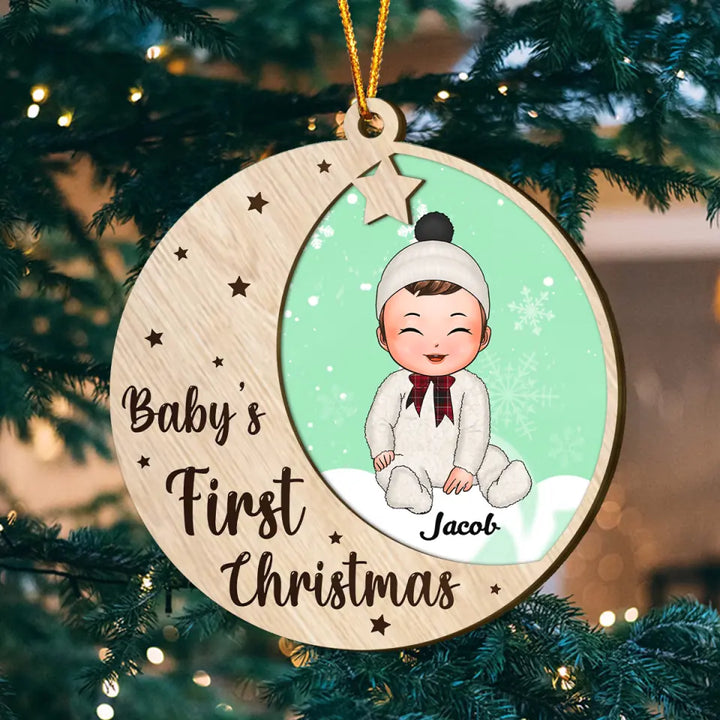 Baby's First Christmas - Personalized Custom Layer Wood Ornament - Christmas Gift For Baby, Family Members