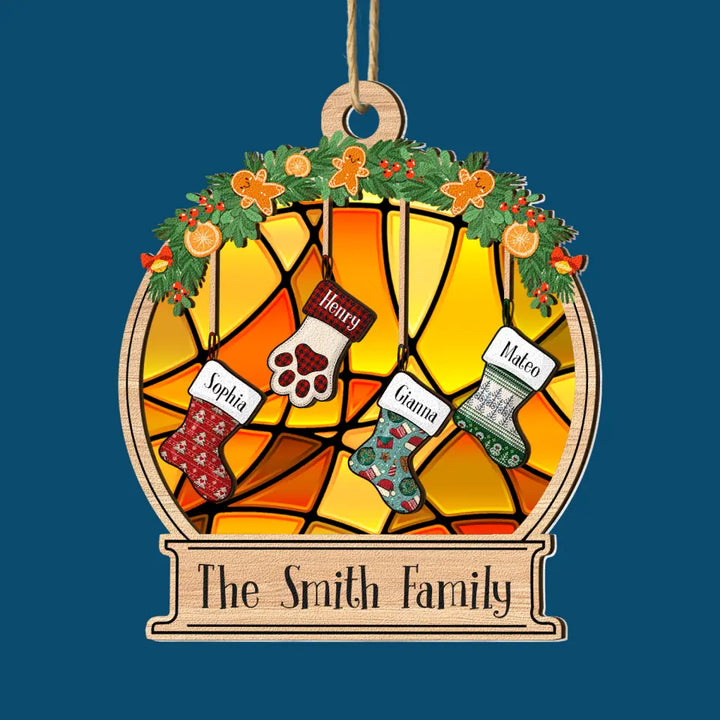 Stocking Family - Personalized Custom 2-Layer Mix Ornament - Christmas Gift For Family, Family Members