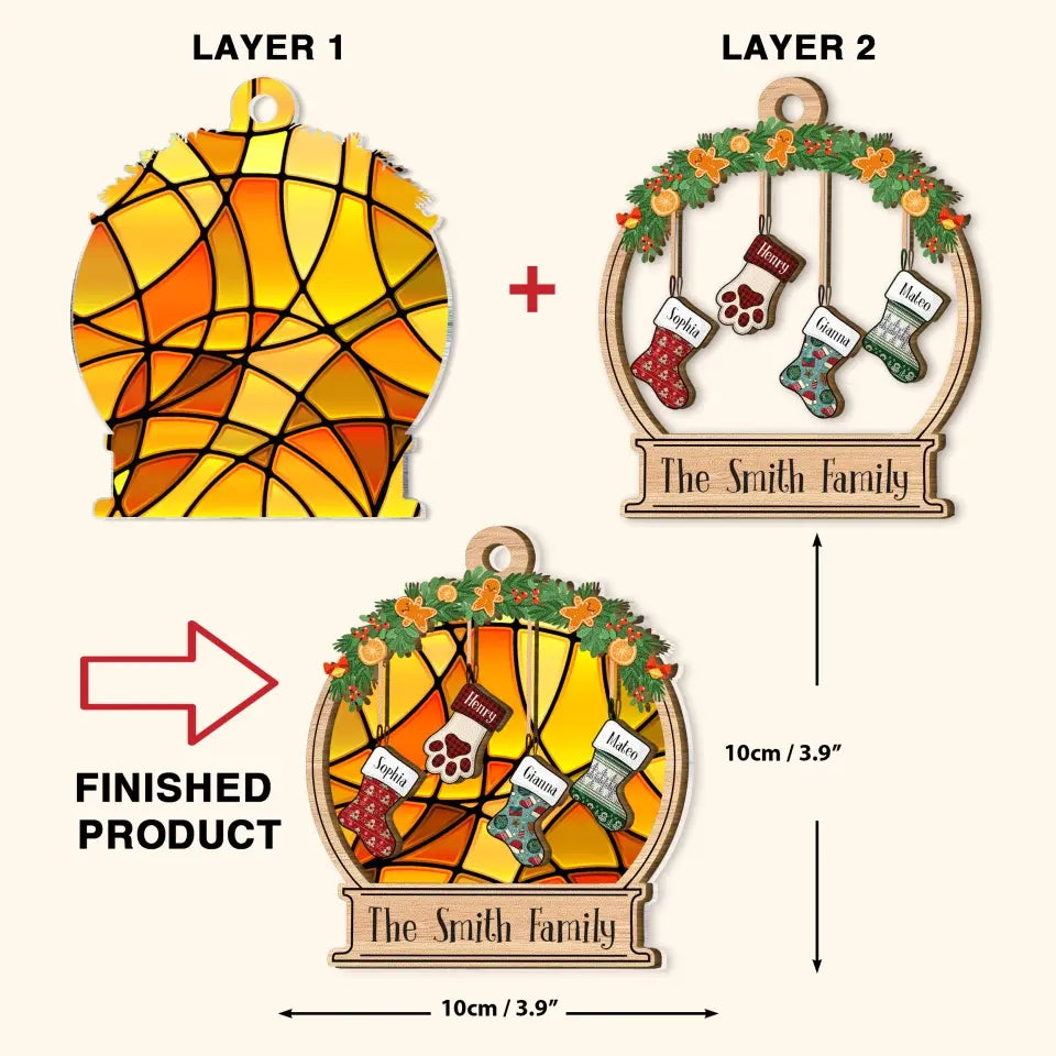 Stocking Family - Personalized Custom 2-Layer Mix Ornament - Christmas Gift For Family, Family Members