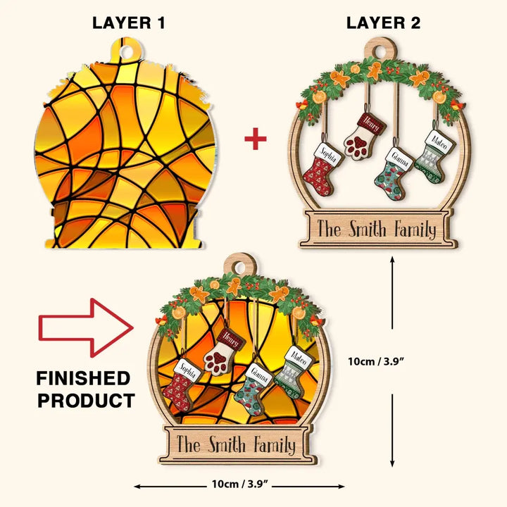 Stocking Family - Personalized Custom 2-Layer Mix Ornament - Christmas Gift For Family, Family Members