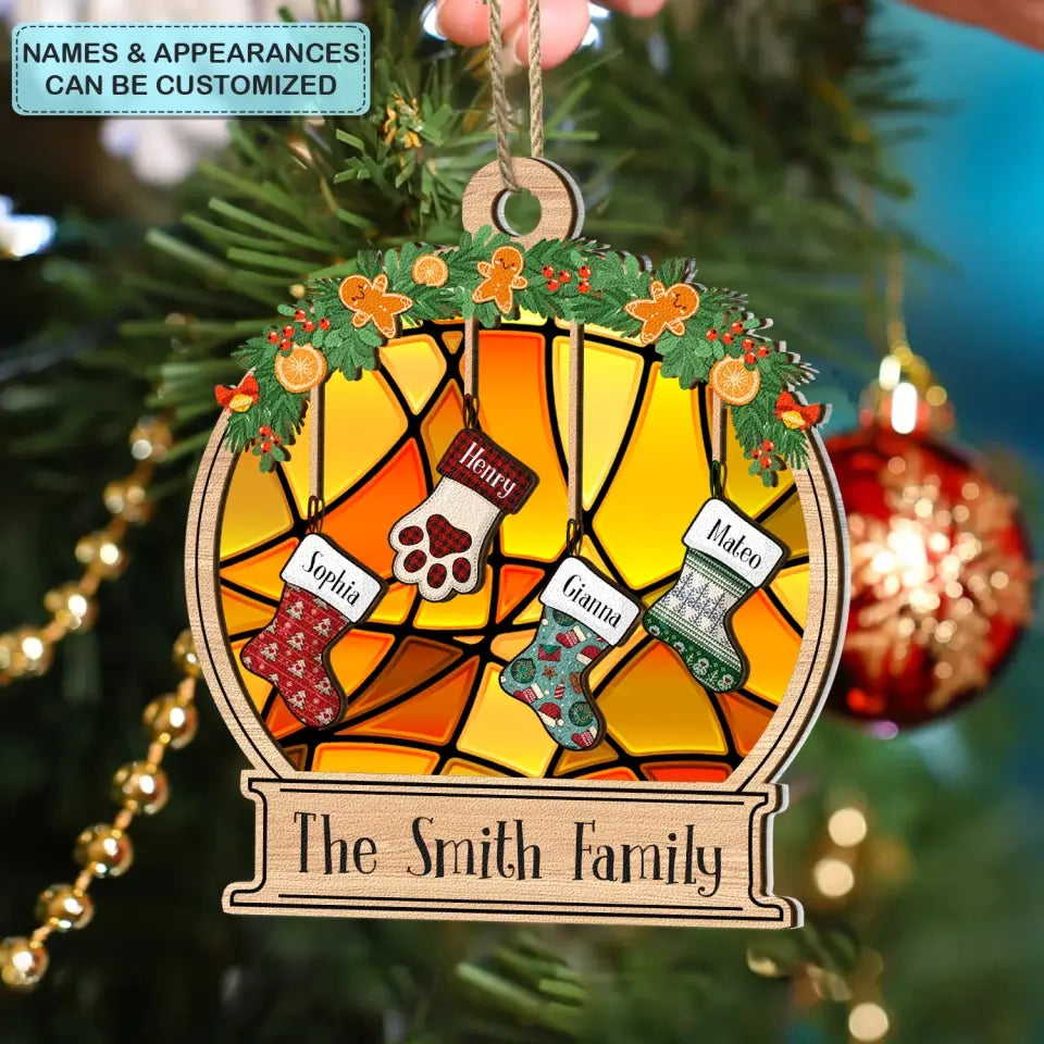 Stocking Family - Personalized Custom 2-Layer Mix Ornament - Christmas Gift For Family, Family Members
