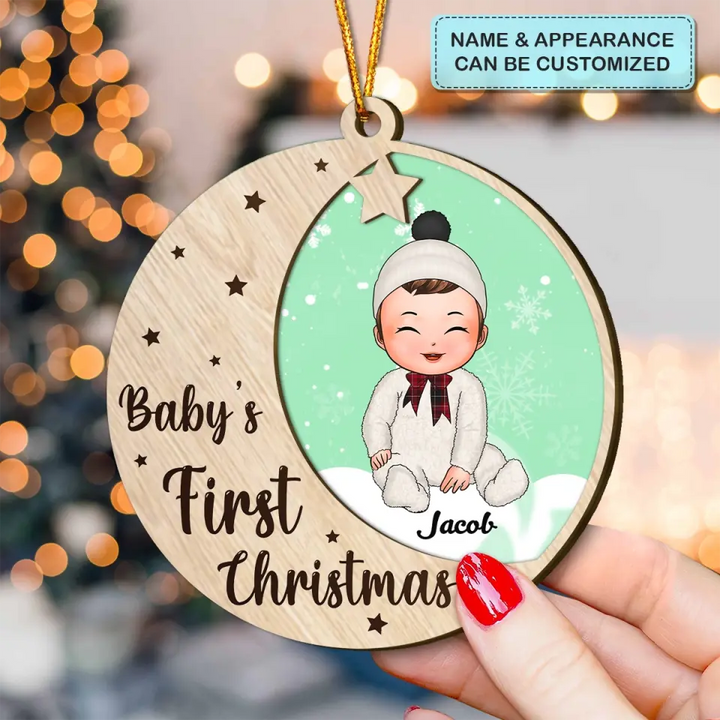 Baby's First Christmas - Personalized Custom Layer Wood Ornament - Christmas Gift For Baby, Family Members