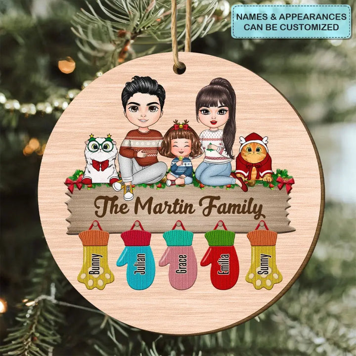 Family Christmas Glove - Personalized Custom Wood Ornament - Christmas Gift For Family, Family Members