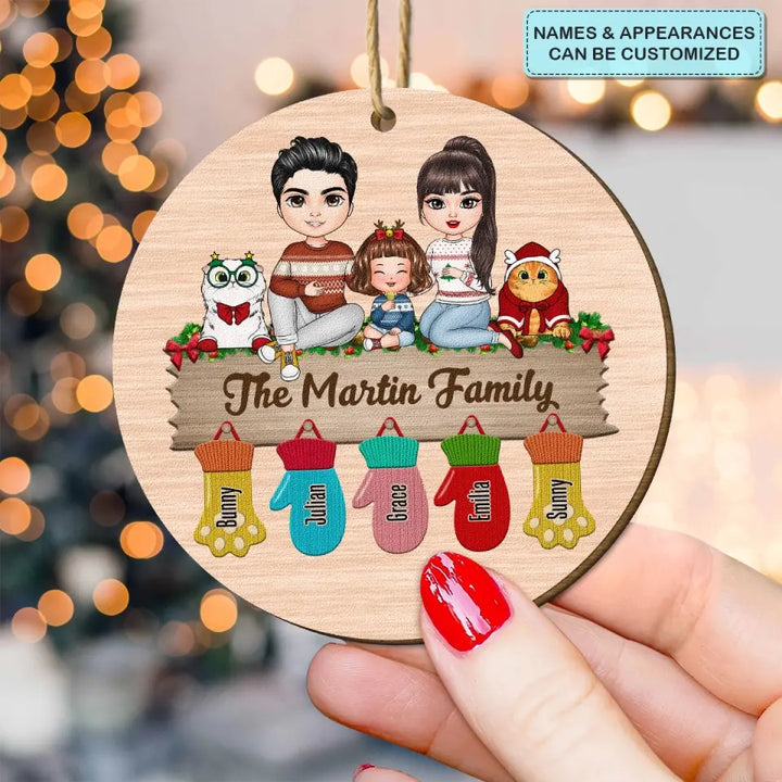 Family Christmas Glove - Personalized Custom Wood Ornament - Christmas Gift For Family, Family Members