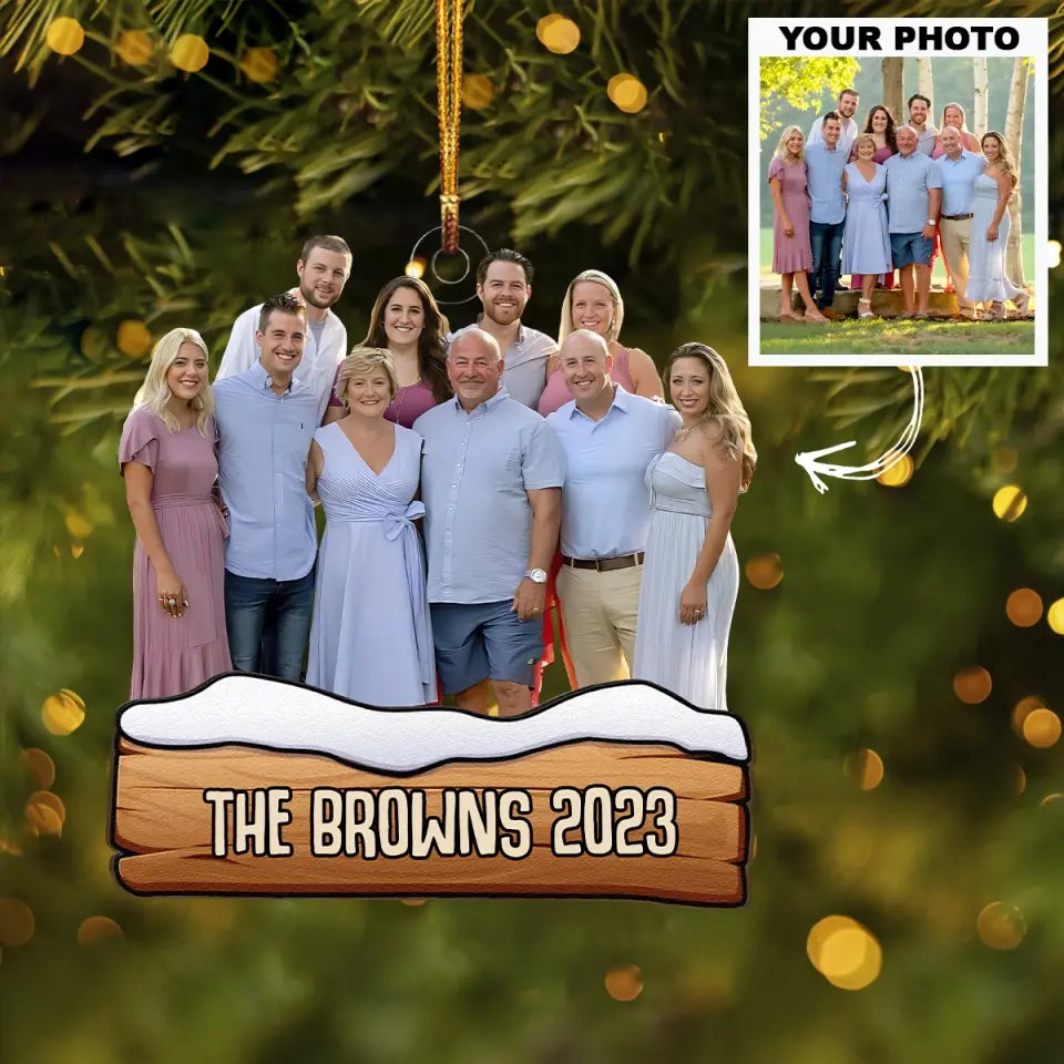 Our Family - Personalized Custom Photo Mica Ornament - Christmas Gift For Family, Family Members AGCDM003
