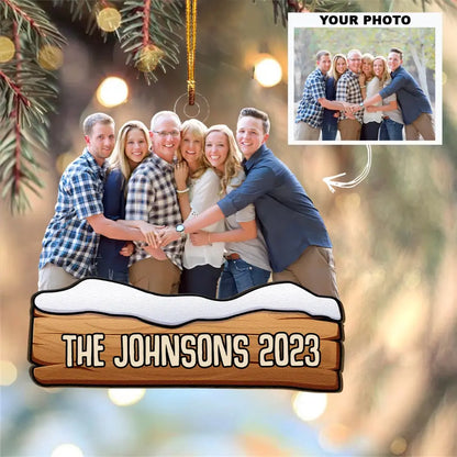 Our Family - Personalized Custom Photo Mica Ornament - Christmas Gift For Family, Family Members AGCDM003