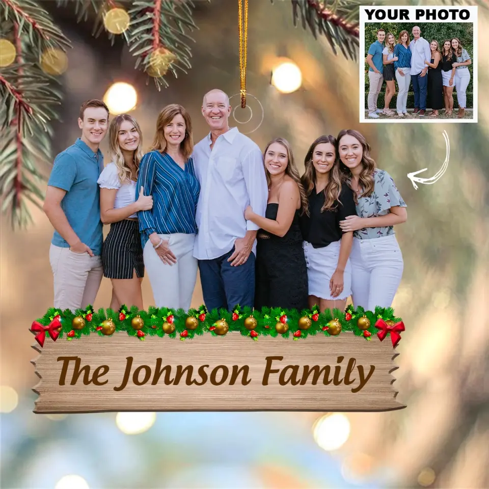 My Family - Personalized Custom Photo Mica Ornament - Christmas Gift For Family, Family Members AGCDM004