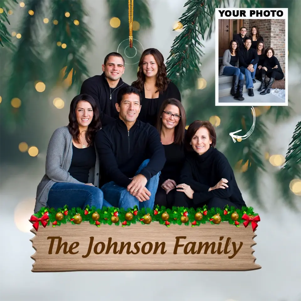 My Family - Personalized Custom Photo Mica Ornament - Christmas Gift For Family, Family Members AGCDM004