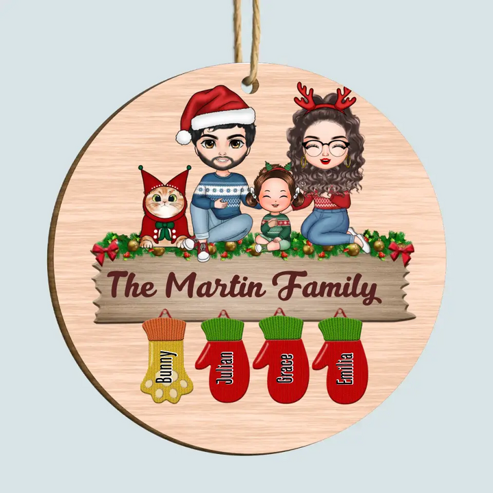 Family Christmas Glove - Personalized Custom Wood Ornament - Christmas Gift For Family, Family Members