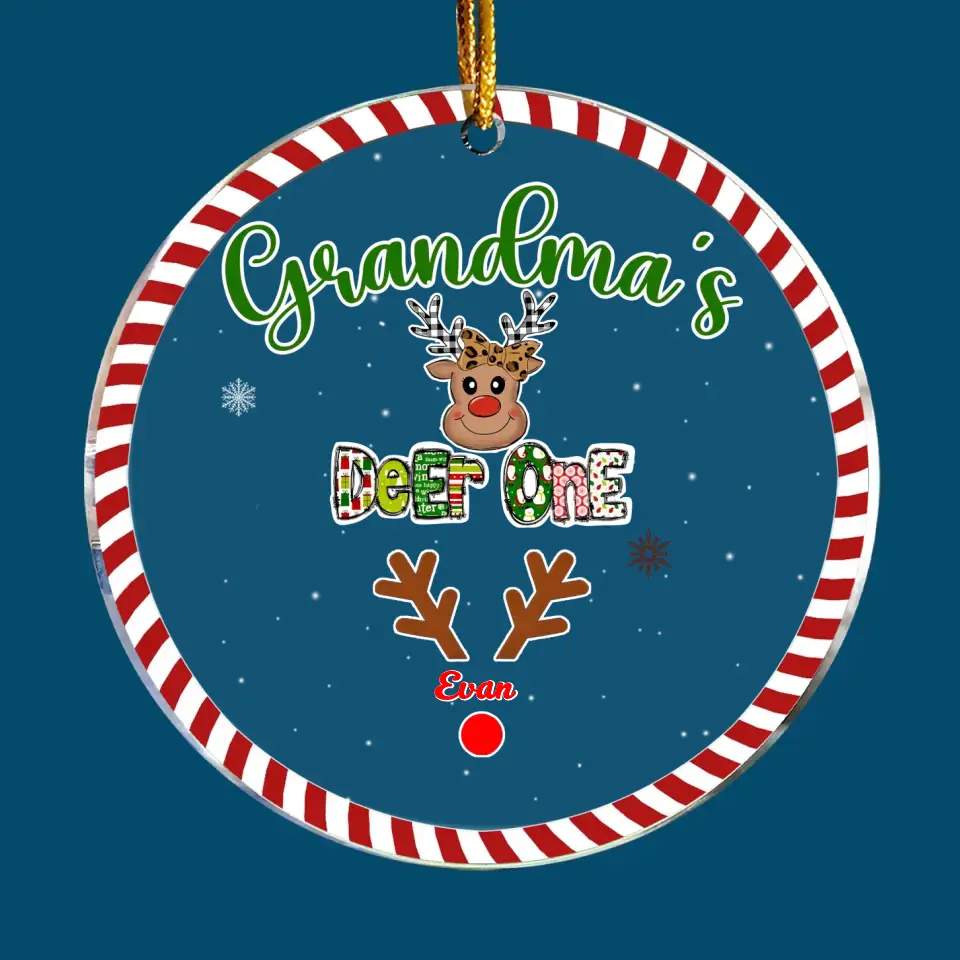 Grandma's Deer One - Personalized Custom Mica Ornament - Christmas, Mother's Day Gift For Grandma, Mom, Family Members