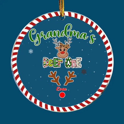 Grandma's Deer One - Personalized Custom Mica Ornament - Christmas, Mother's Day Gift For Grandma, Mom, Family Members