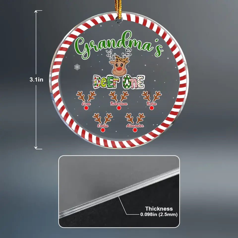 Grandma's Deer One - Personalized Custom Mica Ornament - Christmas, Mother's Day Gift For Grandma, Mom, Family Members