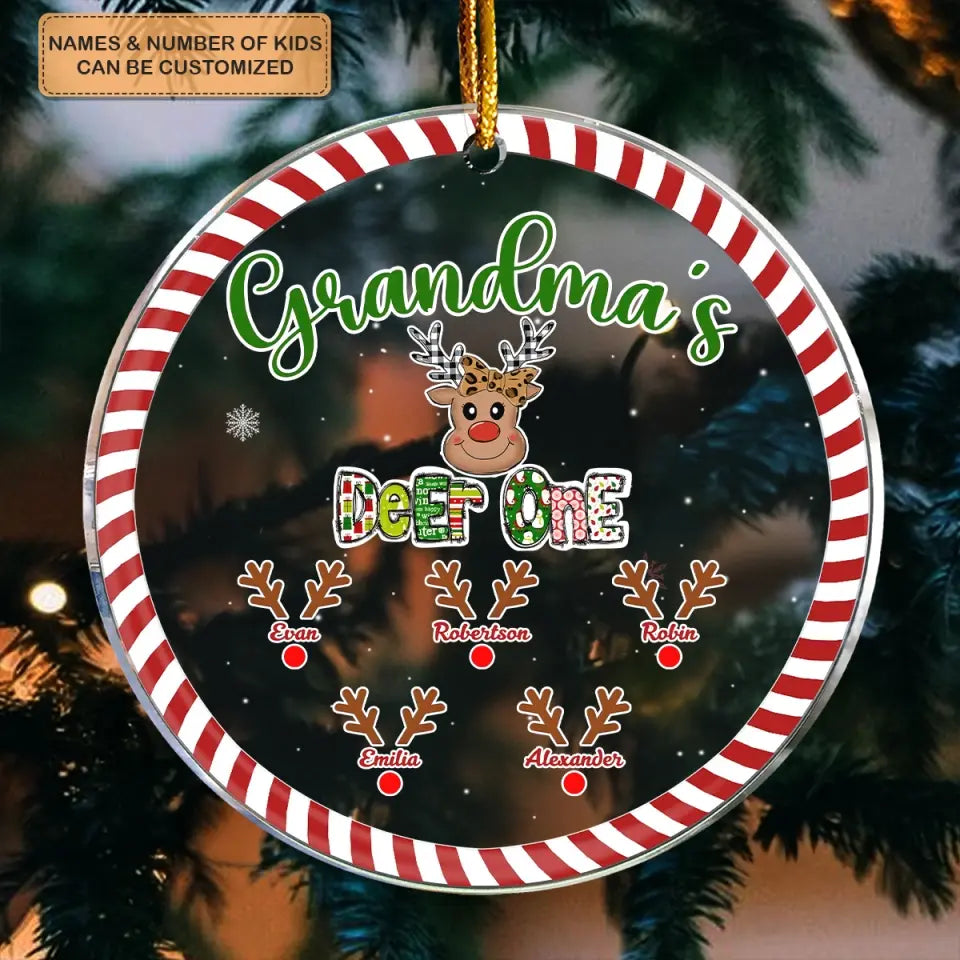 Grandma's Deer One - Personalized Custom Mica Ornament - Christmas, Mother's Day Gift For Grandma, Mom, Family Members