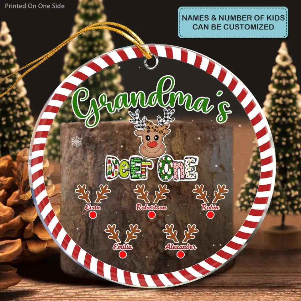 Grandma's Deer One - Personalized Custom Mica Ornament - Christmas, Mother's Day Gift For Grandma, Mom, Family Members
