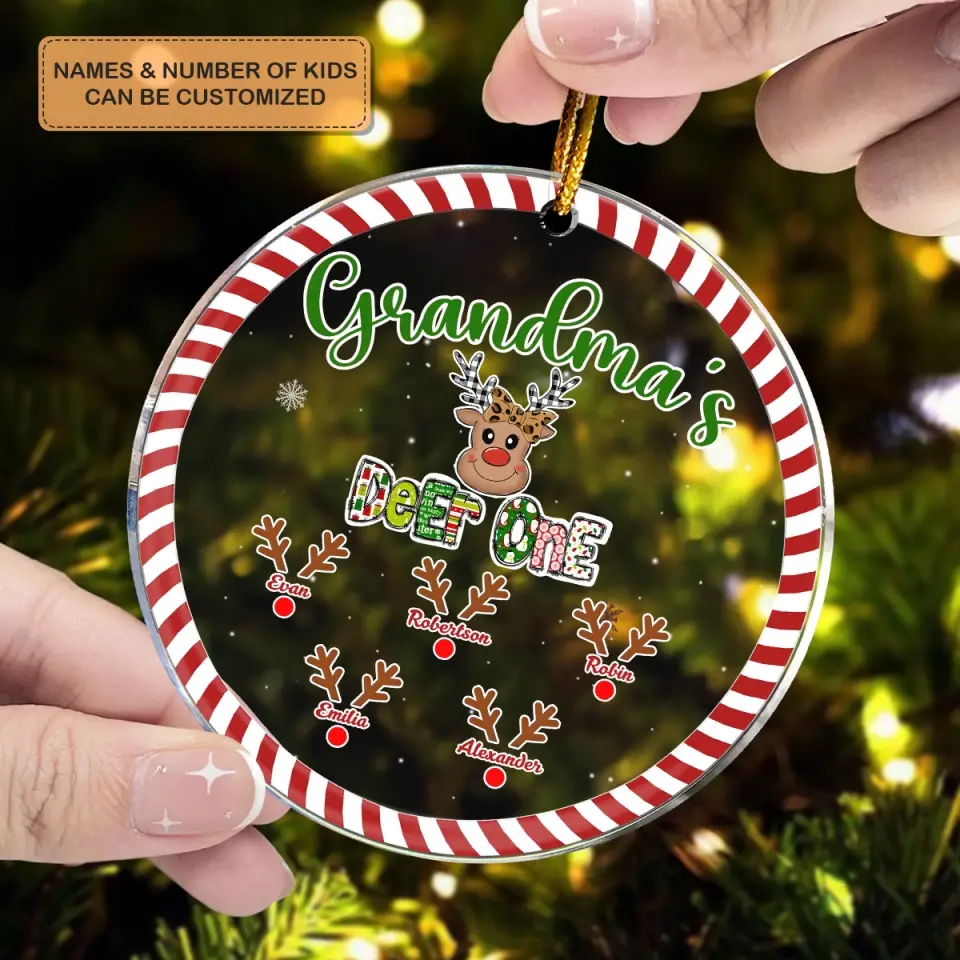 Grandma's Deer One - Personalized Custom Mica Ornament - Christmas, Mother's Day Gift For Grandma, Mom, Family Members