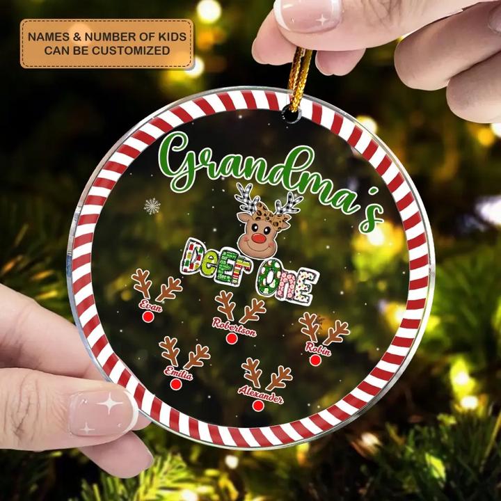 Grandma's Deer One - Personalized Custom Mica Ornament - Christmas, Mother's Day Gift For Grandma, Mom, Family Members