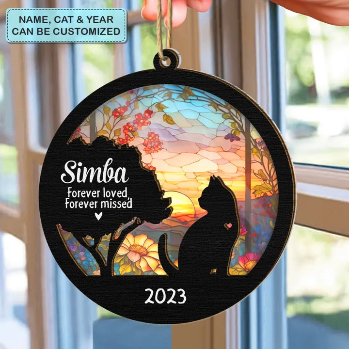 Forever Loved Forever Missed - Personalized Custom Suncatcher Layer Mix Ornament - Memorial Cat Ornament