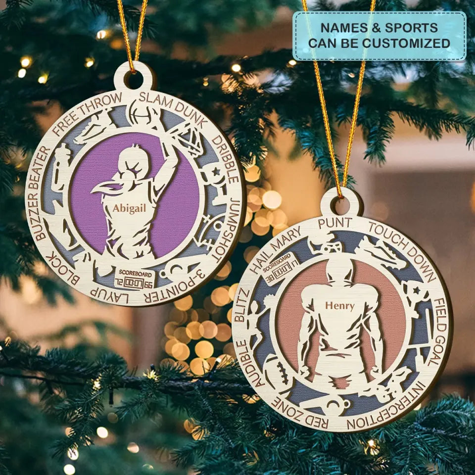 I Love Sport - Personalized Custom Layer Wood Ornament - Gift For Sport Lover