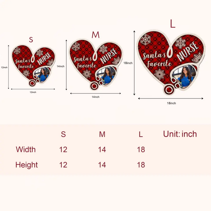 Santa's Favorite Nurse - Personalized Custom Door Sign - Nurse's Day, Christmas Gift For Nurse