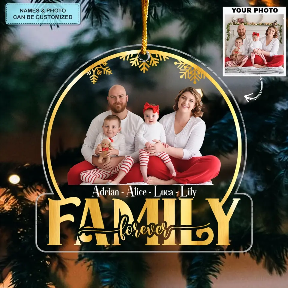 Family Snow Globe - Personalized Custom Mica Ornament - Christmas Gift For Family, Family Members AGCAD001