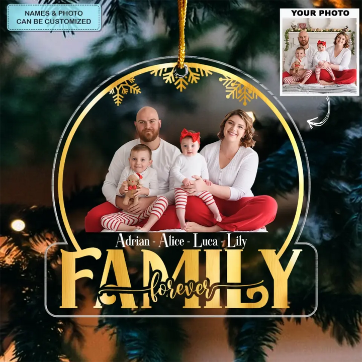 Family Snow Globe - Personalized Custom Mica Ornament - Christmas Gift For Family, Family Members AGCAD001