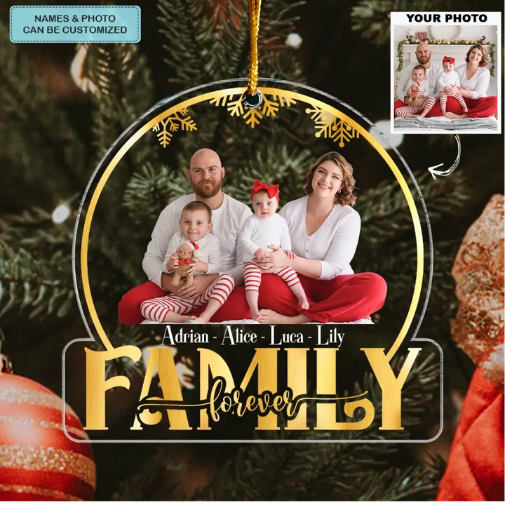 Family Snow Globe - Personalized Custom Mica Ornament - Christmas Gift For Family, Family Members AGCAD001