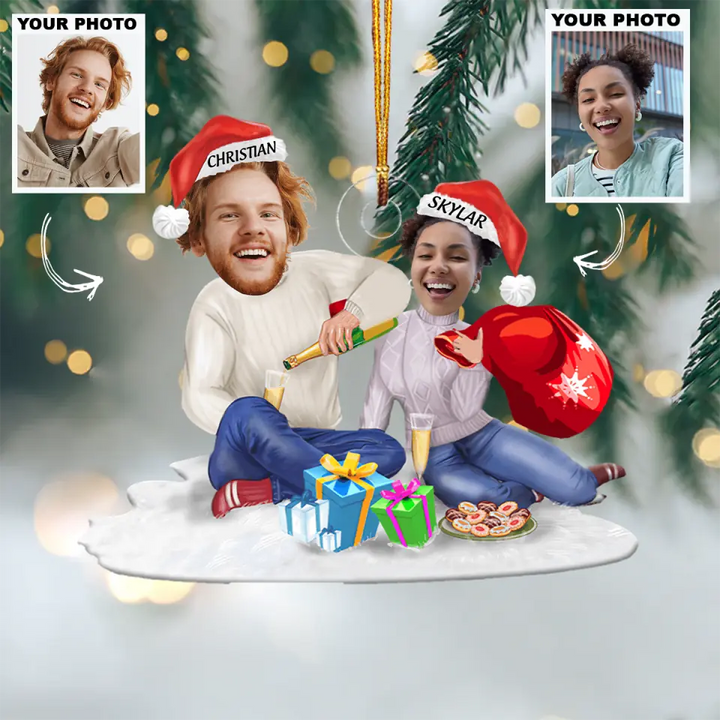 Our Love In Christmas - Personalized Custom Photo Mica Ornament - Christmas Gift For Couple, Boyfriend, Girlfriend AGCHT002