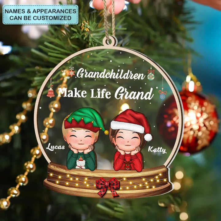 Grandchildren Make Life Grand - Personalized Custom 2-Layer Mix Ornament - Christmas Gift For Grandma, Mom, Family Members
