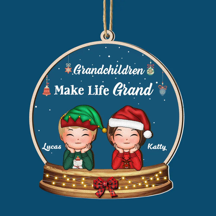 Grandchildren Make Life Grand - Personalized Custom 2-Layer Mix Ornament - Christmas Gift For Grandma, Mom, Family Members