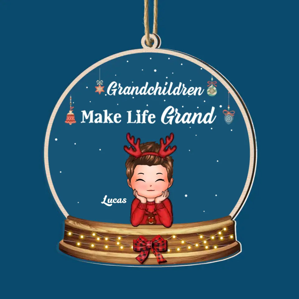 Grandchildren Make Life Grand - Personalized Custom 2-Layer Mix Ornament - Christmas Gift For Grandma, Mom, Family Members