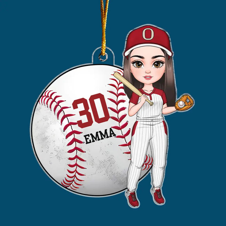 Baseball & Softball Girl - Personalized Custom Mica Ornament - Christmas Gift For Baseball, Softball Lovers CLA0HD005