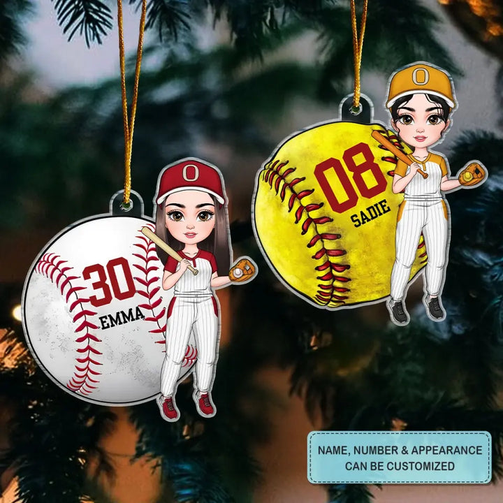 Baseball & Softball Girl - Personalized Custom Mica Ornament - Christmas Gift For Baseball, Softball Lovers CLA0HD005