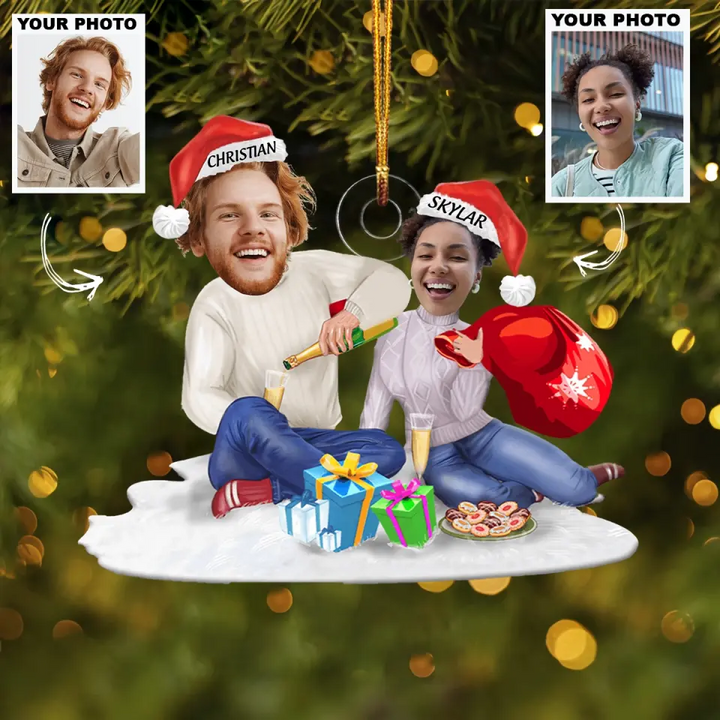Our Love In Christmas - Personalized Custom Photo Mica Ornament - Christmas Gift For Couple, Boyfriend, Girlfriend AGCHT002