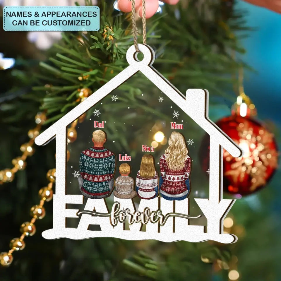 Family Forever - Personalized Custom 2-Layer Mix Ornament - Christmas Gift For Family, Family Members