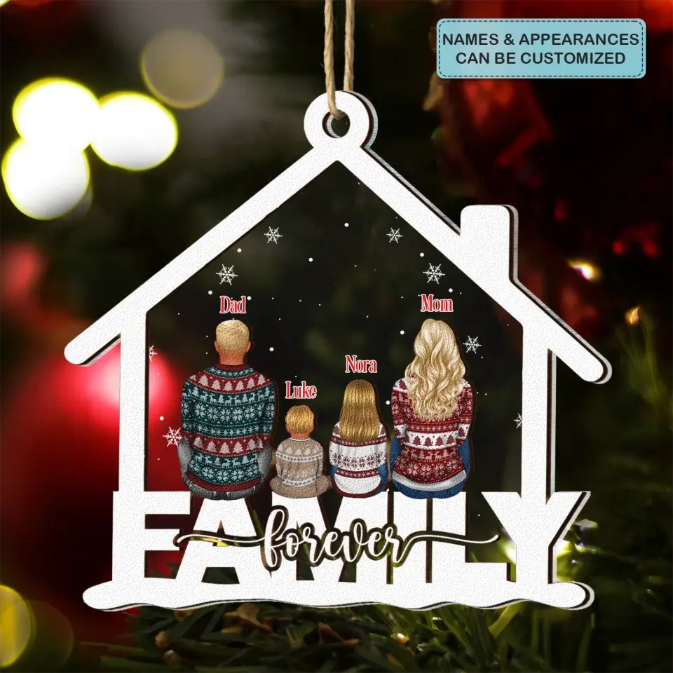 Family Forever - Personalized Custom 2-Layer Mix Ornament - Christmas Gift For Family, Family Members
