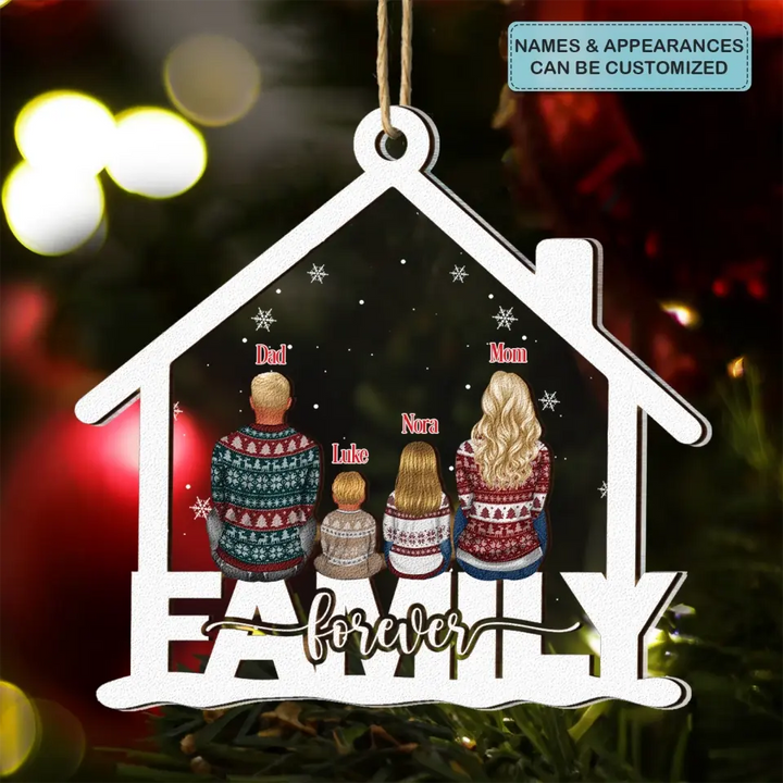 Family Forever - Personalized Custom 2-Layer Mix Ornament - Christmas Gift For Family, Family Members