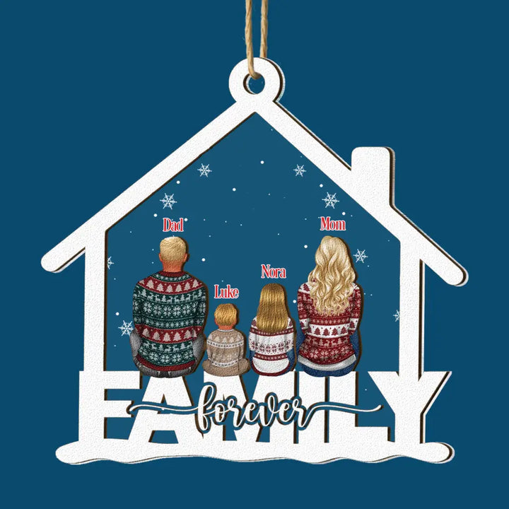 Family Forever - Personalized Custom 2-Layer Mix Ornament - Christmas Gift For Family, Family Members