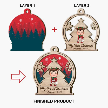 My First Christmas - Personalized Custom Layer Wooden Ornament - Christmas Gift For Family, Family Members