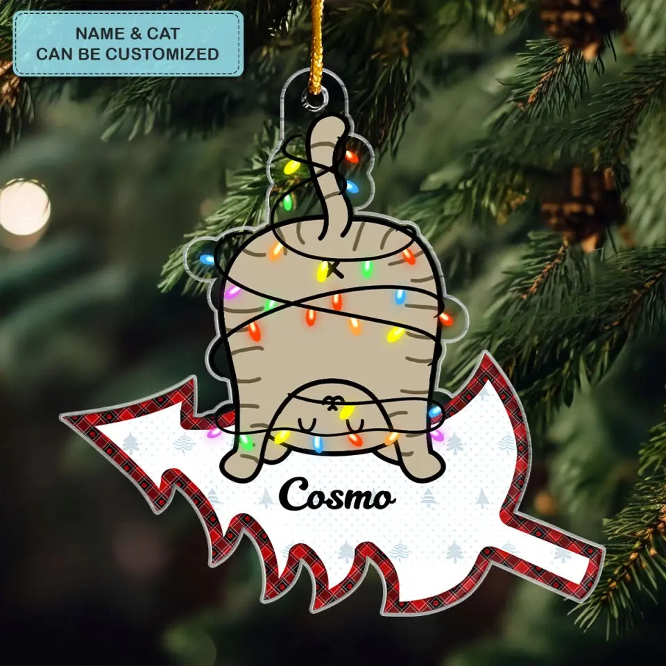 Funny Christmas Cat Butt - Personalized Custom Mica Ornament - Christmas Gift For Cat Mom, Cat Dad, Cat Lover, Cat Owner CLA0AD004