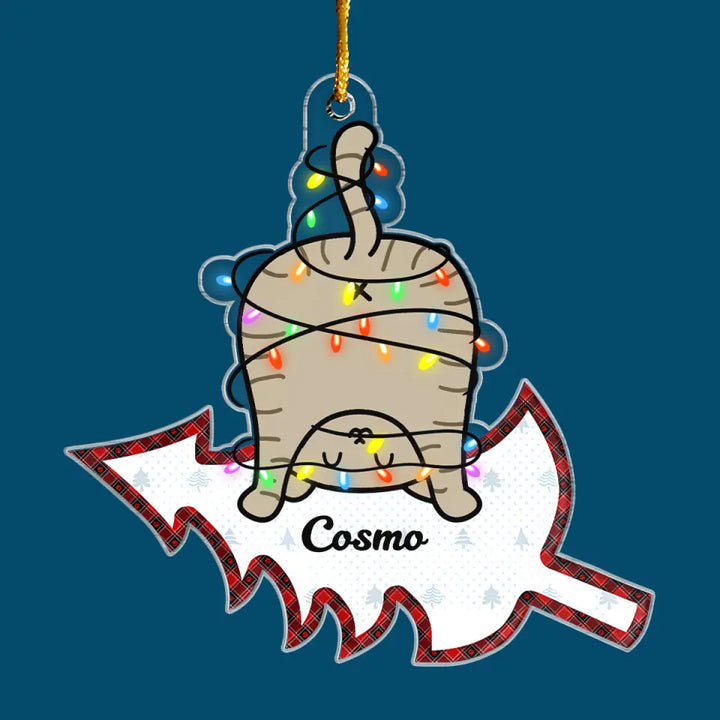 Funny Christmas Cat Butt - Personalized Custom Mica Ornament - Christmas Gift For Cat Mom, Cat Dad, Cat Lover, Cat Owner CLA0AD004