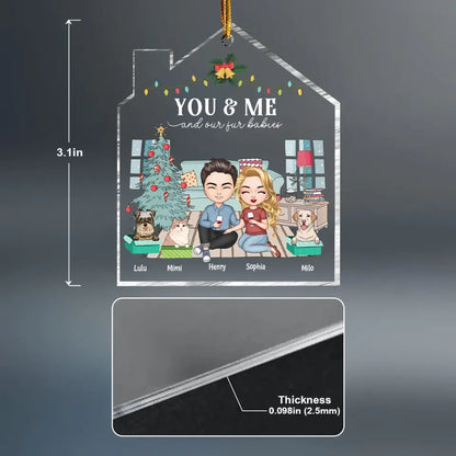You & Me And Our Fur Babies - Personalized Custom Mica Ornament - Christmas Gift For Couple, Couples