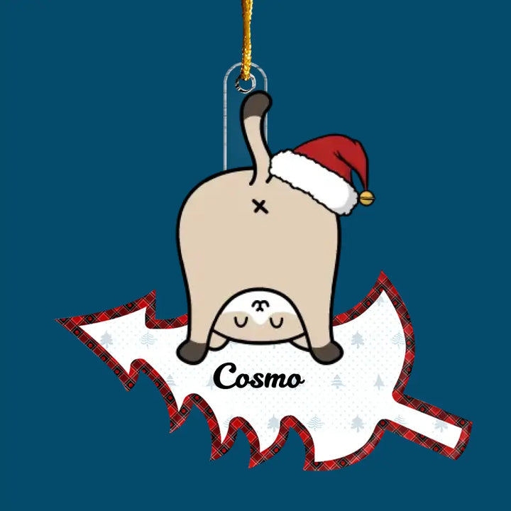Funny Christmas Cat Butt - Personalized Custom Mica Ornament - Christmas Gift For Cat Mom, Cat Dad, Cat Lover, Cat Owner CLA0AD004