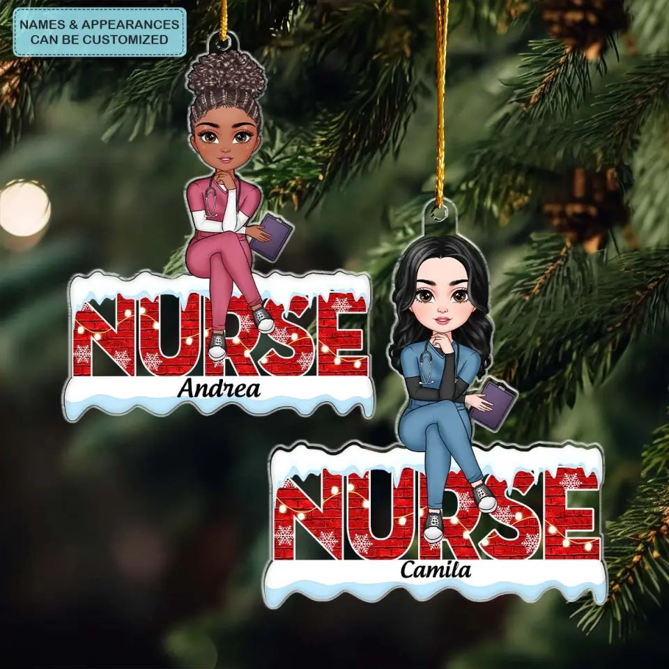 Love Nurse Life - Personalized Custom Mica Ornament - Christmas Gift For Nurse CLA0HD011
