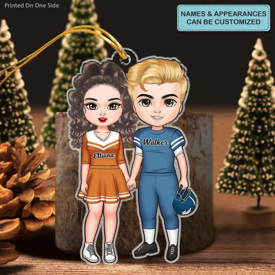 American Football Couple - Personalized Custom Mica Ornament - Christmas Gift For Couple CLA0HD007