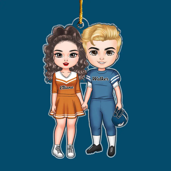 American Football Couple - Personalized Custom Mica Ornament - Christmas Gift For Couple CLA0HD007
